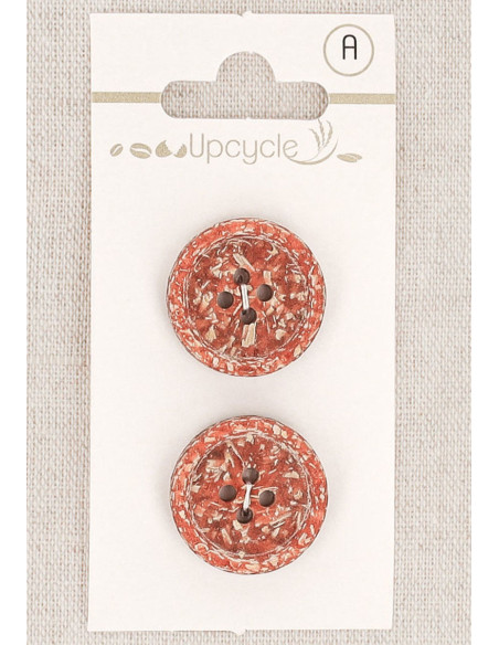 Cartão de 2 botões de cobre 20 mm 4 furos - Fantasias borda enrolada