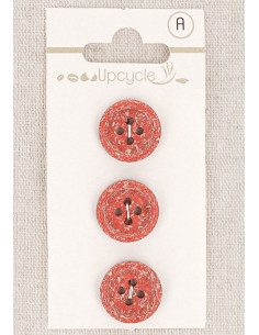 Cartela de 3 botões vermelhos 15 mm 4 furos - Fantasias borda enrolada