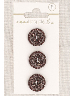 Cartão de 3 botões roxos 15 mm 4 furos - Fantasias borda enrolada