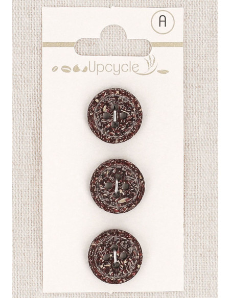 Cartão de 3 botões roxos 15 mm 4 furos - Fantasias borda enrolada