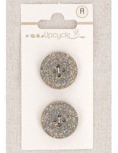 Cartão de 2 botões cinza 20 mm 4 furos - Fantasias