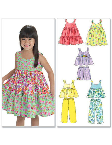 Padrão de tops, vestidos, shorts e calças