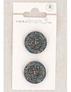 Cartão com 2 botões verde petróleo 20 mm 4 furos - Fantasias