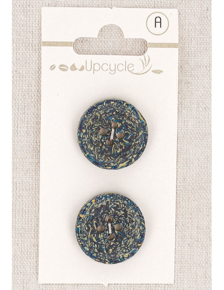 Cartão com 2 botões verde petróleo 20 mm 4 furos - Fantasias