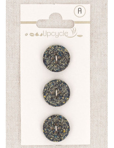 Cartão com 3 botões azul petróleo 15 mm 4 furos - Fantasias