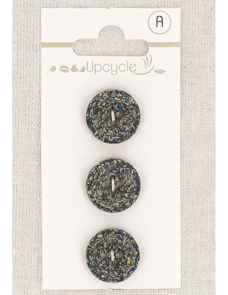 Cartão com 3 botões azul petróleo 15 mm 4 furos - Fantasias