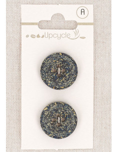Cartela de 2 botões azul petróleo 20 mm 4 furos - Fantasias