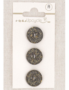 Cartão de 3 botões ébano 15 mm 4 furos - Fantasias