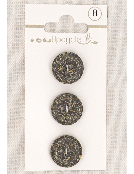 Cartão de 3 botões ébano 15 mm 4 furos - Fantasias