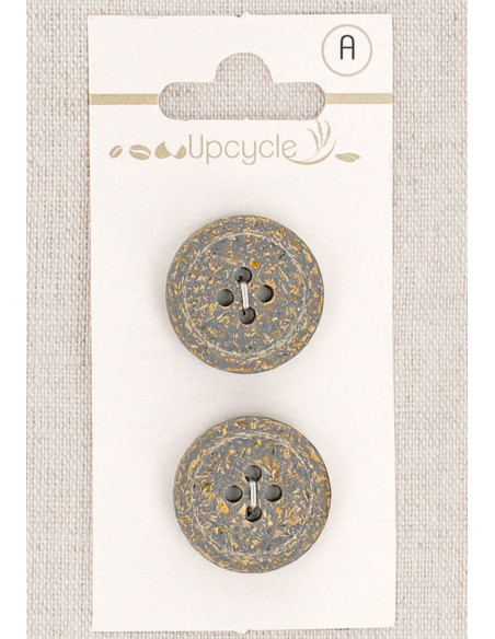 Cartão de 2 botões cinza 20 mm 4 furos - Fantasias borda enrolada