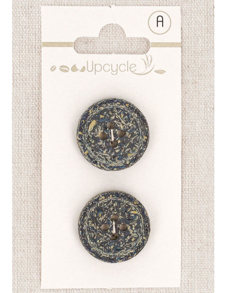 Cartão com 2 botões azul petróleo 20 mm 4 furos - Fantasias borda enrolada
