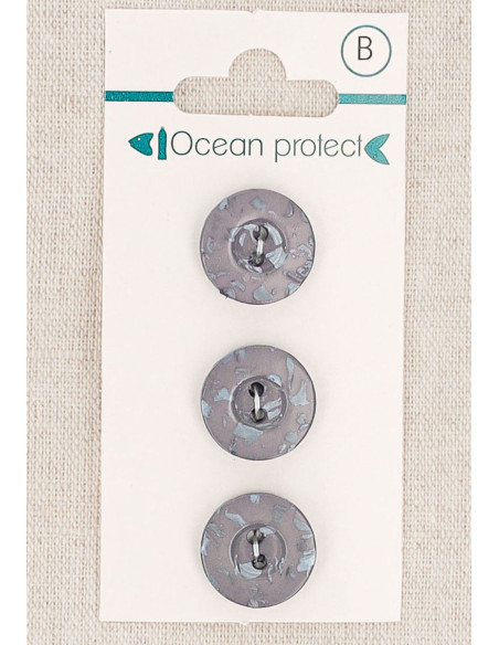 Cartão de 3 botões roxos 15 mm 2 furos - Borda