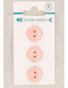 Cartela de 3 botões rosa 15 mm 2 furos - Planos