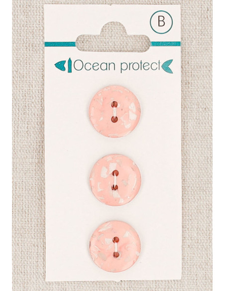 Cartela de 3 botões rosa 15 mm 2 furos - Planos