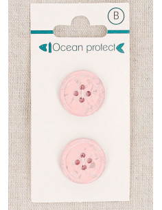 Cartela de 2 botões rosa 18 mm 4 furos - Borda enrolada