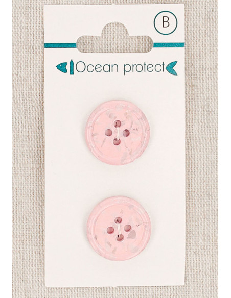 Cartela de 2 botões rosa 18 mm 4 furos - Borda enrolada