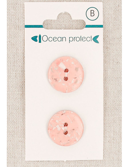 Cartela de 2 botões rosa 18 mm 2 furos - Planos