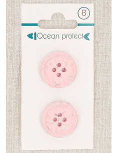 Cartela de 2 botões rosa 20 mm 4 furos - Borda enrolada