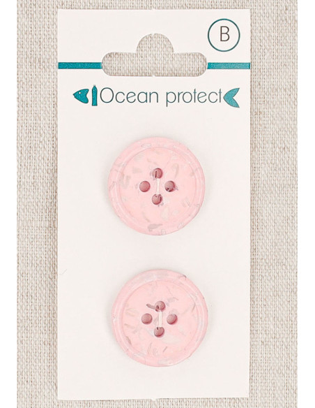 Cartela de 2 botões rosa 20 mm 4 furos - Borda enrolada