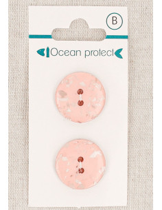 Cartela de 2 botões rosa 20 mm 2 furos - Planos