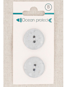 Cartão de 2 botões azul glaciar 20 mm 2 furos - Planos