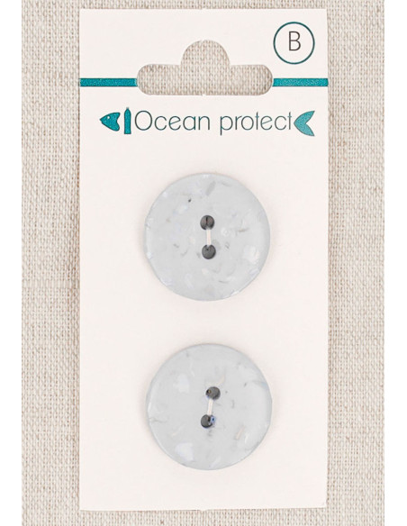 Cartão de 2 botões azul glaciar 20 mm 2 furos - Planos