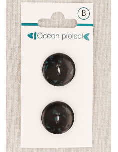 Cartão de 2 botões pretos 18 mm 2 furos - Planos