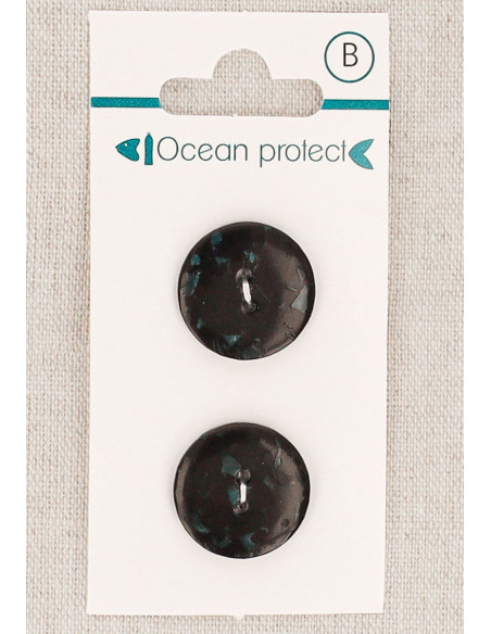 Cartão de 2 botões pretos 18 mm 2 furos - Planos