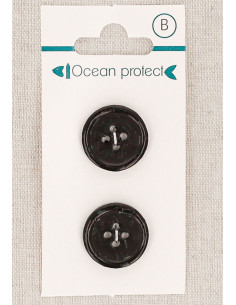 Cartão de 2 botões pretos 18 mm 4 furos - Borda enrolada