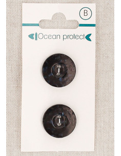 Cartão de 2 botões pretos 18 mm 2 furos - Borda