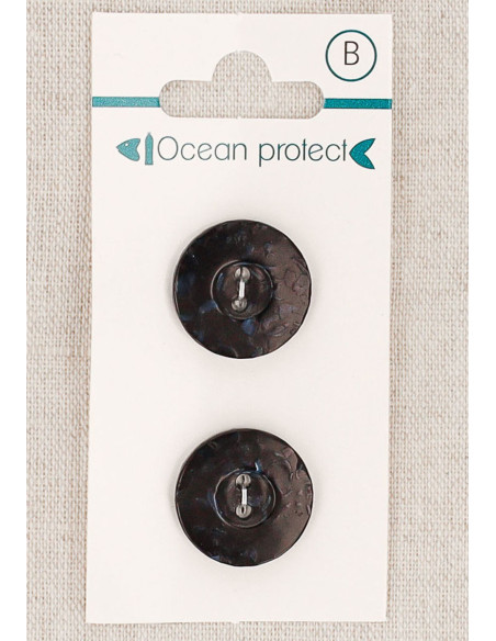 Cartão de 2 botões pretos 18 mm 2 furos - Borda