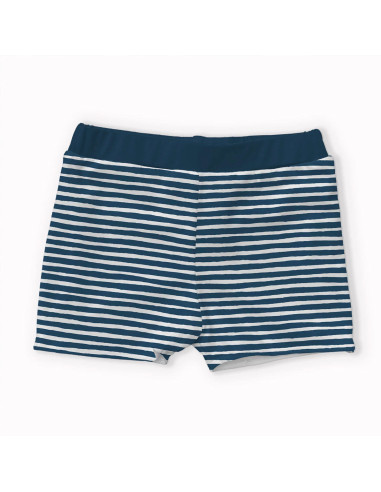 Tecido lycra fato de banho - Riscas azul petróleo