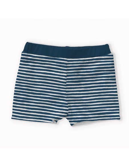 Tecido lycra fato de banho - Riscas azul petróleo