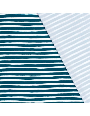 Tecido lycra fato de banho - Riscas azul petróleo