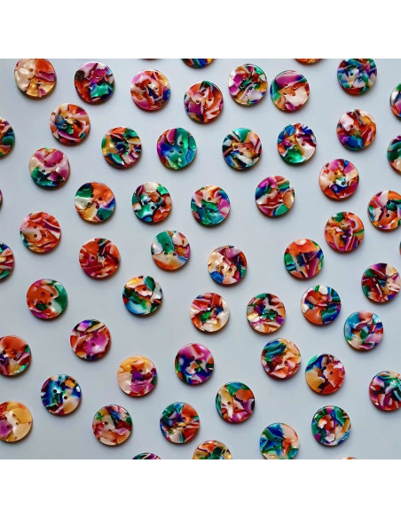 Pacote de 10 botões em biorresina 20 mm 4 furos - Caleidoscópio