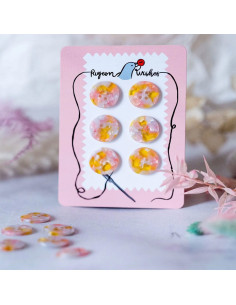 Cartela de 6 botões em biorresina 25 mm 4 furos - Fanciful