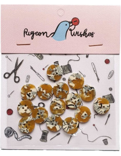 Pacote de 15 botões em biorresina 15 mm 4 furos - Savanna