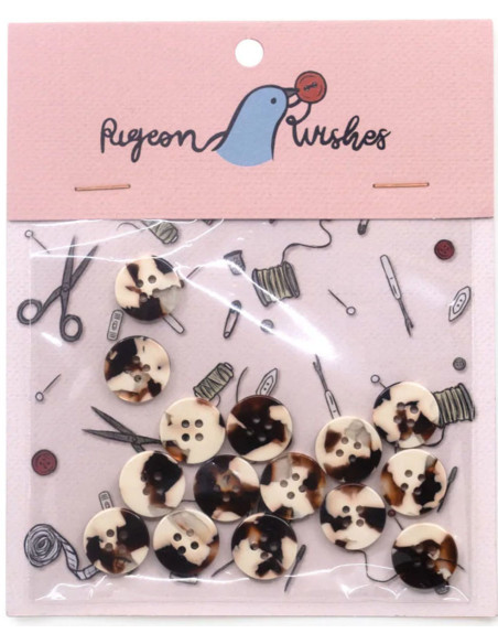 Pacote de 15 botões em biorresina 15 mm 4 furos - Wuthering