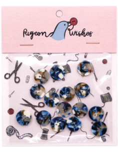 Pacote de 15 botões em biorresina 15 mm 4 furos - Roswell