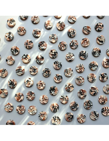 Pacote de 15 botões em biorresina 15 mm 4 furos - Granito