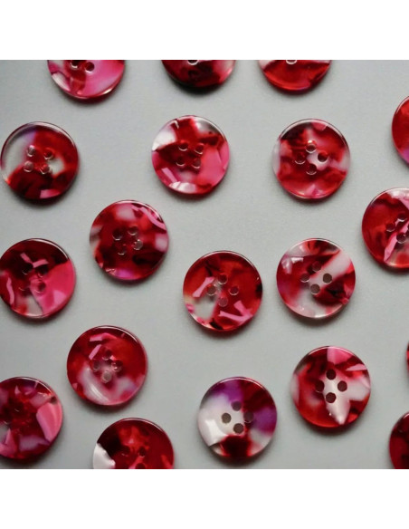 Pacote de 15 botões em biorresina 15 mm 4 furos - Cherry Bomb