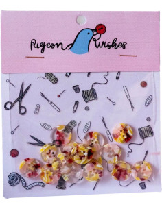 Pacote de 15 botões em biorresina 15 mm 4 furos - Whimsical