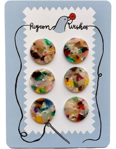 Cartão com 6 botões em biorresina 25 mm 4 furos - Painterly