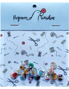 Pacote de 15 botões em biorresina 10 mm 4 furos - Painterly
