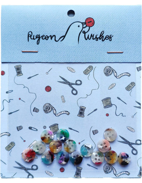 Pacote de 15 botões em biorresina 10 mm 4 furos - Painterly