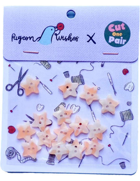 Pacote de 15 botões em biorresina 17 mm 2 furos - Stardust