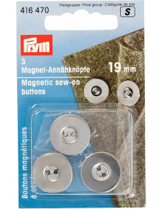 Conjunto de 3 botões magnéticos para costurar - Prata