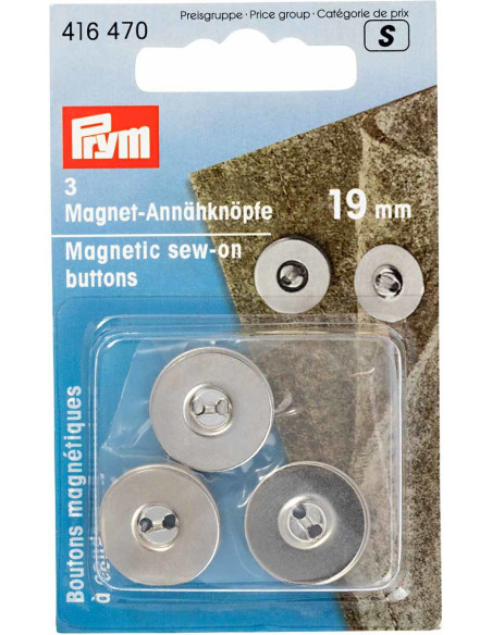 Conjunto de 3 botões magnéticos para costurar - Prata