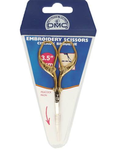Tesoura de bordar pavão dourado DMC 9 cm