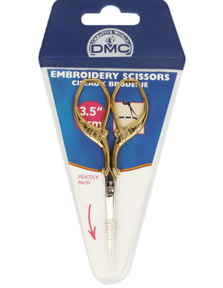 Tesoura de bordar pavão dourado DMC 9 cm